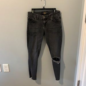 Lucky Brand Black Distressed Skinny Ankle Jean Low Rise